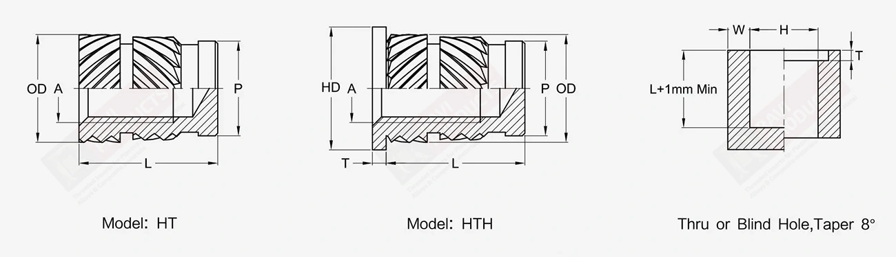 Heat-Ultrasonic Inserts Drawing